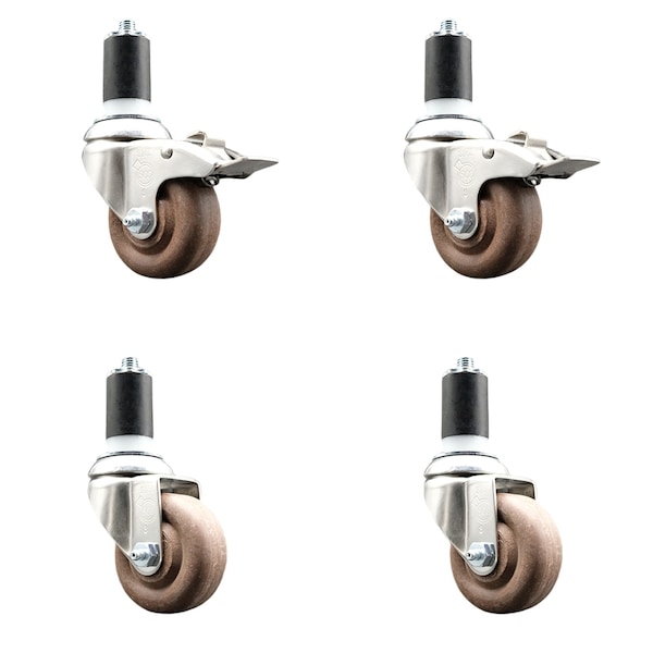 Service Caster 3.5 Inch 316SS High Temp Glass Filled Nylon 1-5/8 Inch Stem Caster Brake, 2PK SS316TTLEX20S3514-GFNSHT-2-S-2-158 - main
